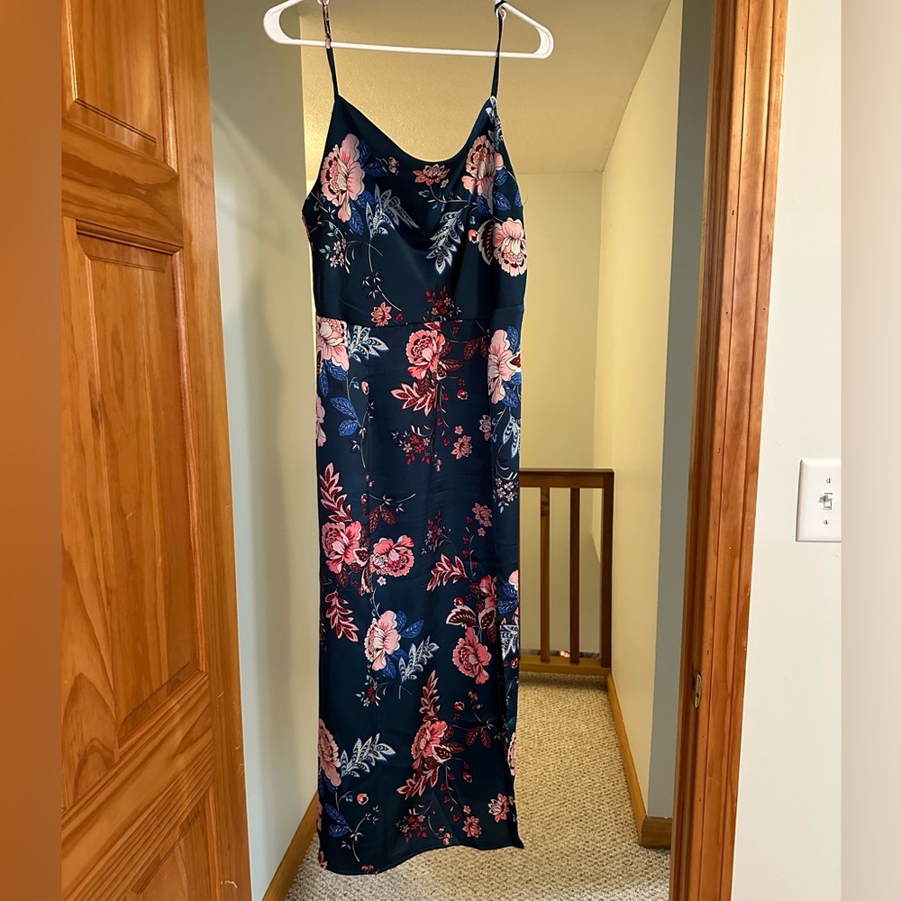 Green floral wedding guest dress